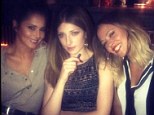 Girlie night: Cheryl Cole, Nicola Roberts and Kimberley Walsh cosy up over dinner in a candid Twitter photo